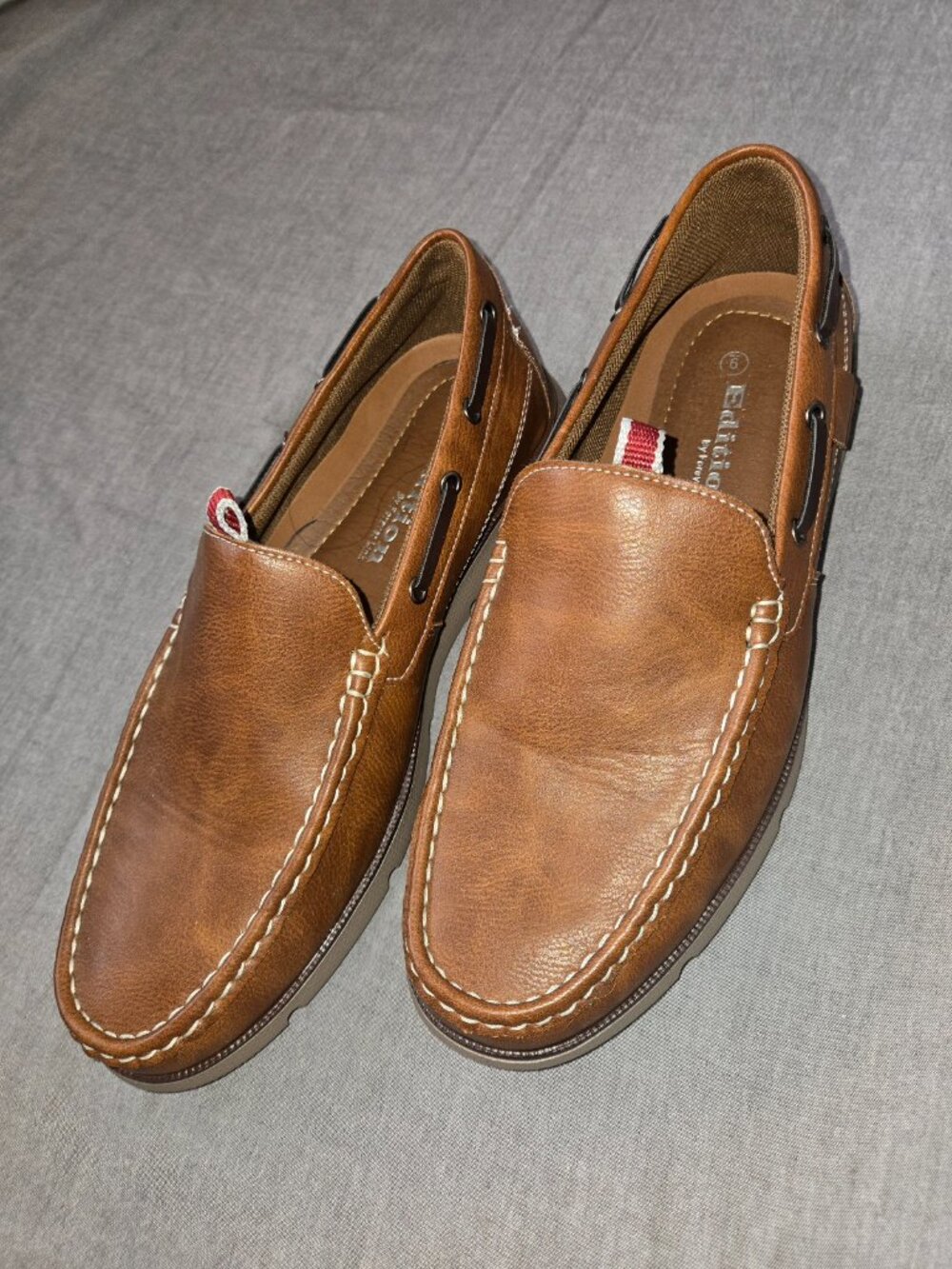Edition by Forever Link Brown Slip On Loafers Moc Toe Casual Shoes Men's Size 9 - Picture 3 of 5